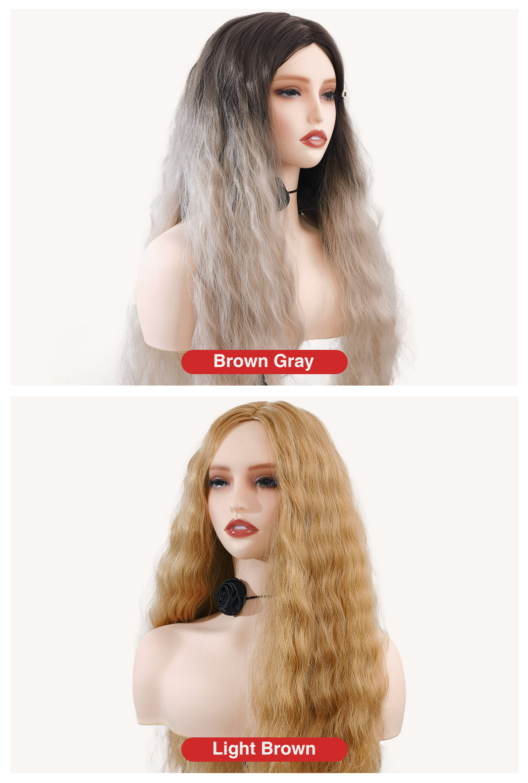 Sunset vs Storm - Ailsa's Wigs Light Brown/Brown Grey Color Comparison