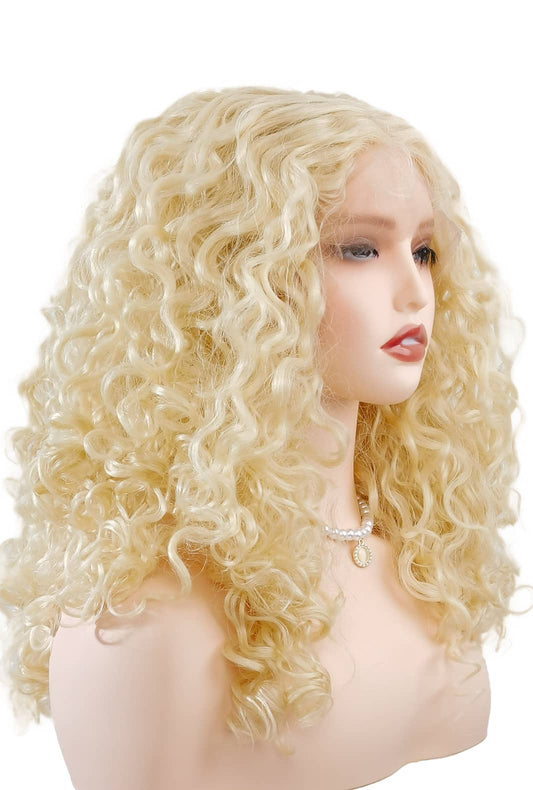 Sofia | 16" Synthetic Afro Wig | Platinum Gold Kinky Curly | Lace Front | Ailsa's Wigs - alternate view