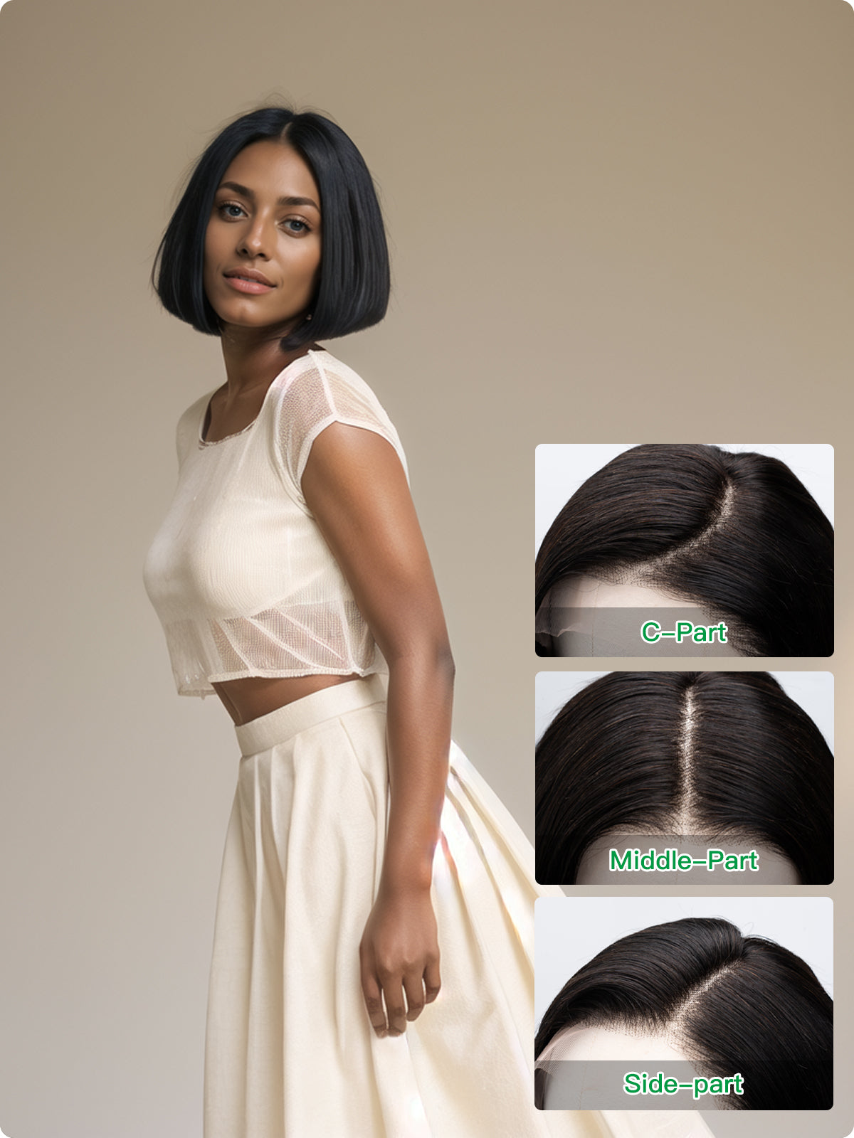 Lewis And Ailsa Short Straight 13*4 Transparent Lace Front Free Part Bob Wig 100% Human Hair