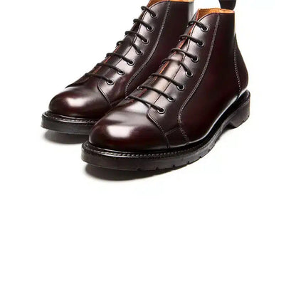 Solovair Men's Boots Burgundy Monkey Classic Retro Leather Shoes 473009