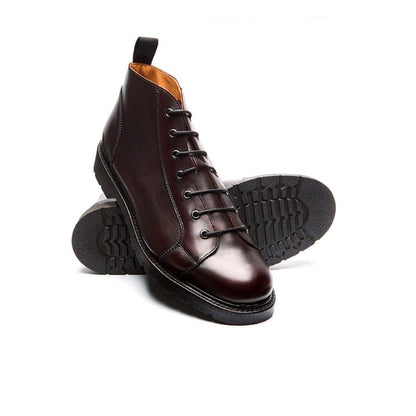 Solovair Men's Boots Burgundy Monkey Classic Retro Leather Shoes 473009