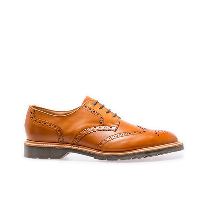 Solovair Men's Leather Shoes Orange Brown Gibson Brogue Classic Leather Shoes 950008