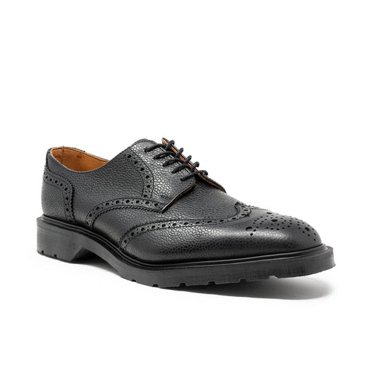 Solovair Men's Leather Shoes Black Grain 5-Eye Gibson Brogue Leather Shoes 950027