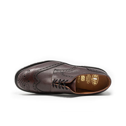 Solovair Men's Leather Shoes Burgundy Grain 5-Eye Gibson Brogue Leather Shoes 950030