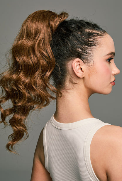 Jamie by Ailsa's Wigs – Classic brown ponytail hairpiece with bendable wire wrap, styled for effortless daily wear and subtle volume.