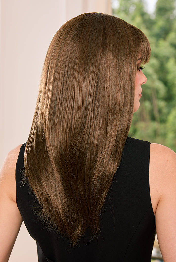 Right-back view of Chestnut wig by Ailsa's Wigs highlighting multi-dimensional brown tones