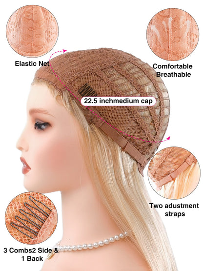 Comfort cap system of Vivienne wig by Ailsa's Wigs with 22.5" memory stretch net and triple-grip design