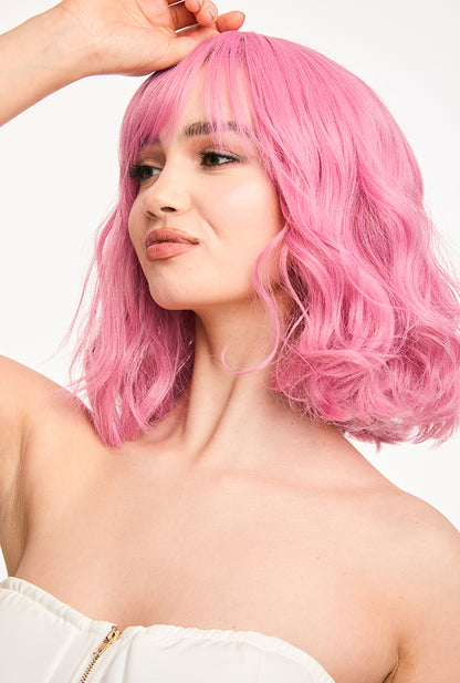 Sun-kissed highlights on Petal ombre wig by Ailsa's Wigs, blending blush pink and peach gold tones