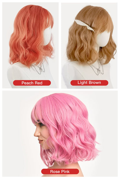 Color Comparison Blush Pink/Peach Red/Latte Brown Ailsa's Wigs