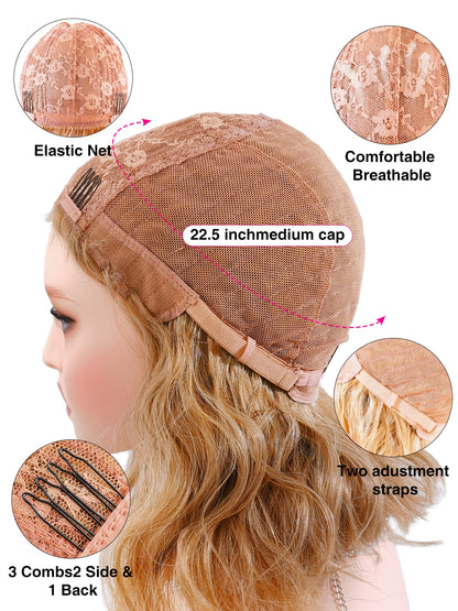 Caramel wig SmartCap interior by Ailsa's Wigs, 3 non-slip clips and 2 adjustable straps