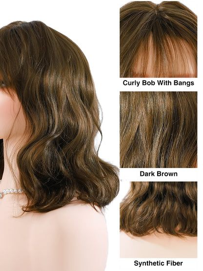 Soft Curls & Air Fringe Detail - Cocoa Synthetic Wig by Ailsa's Wigs