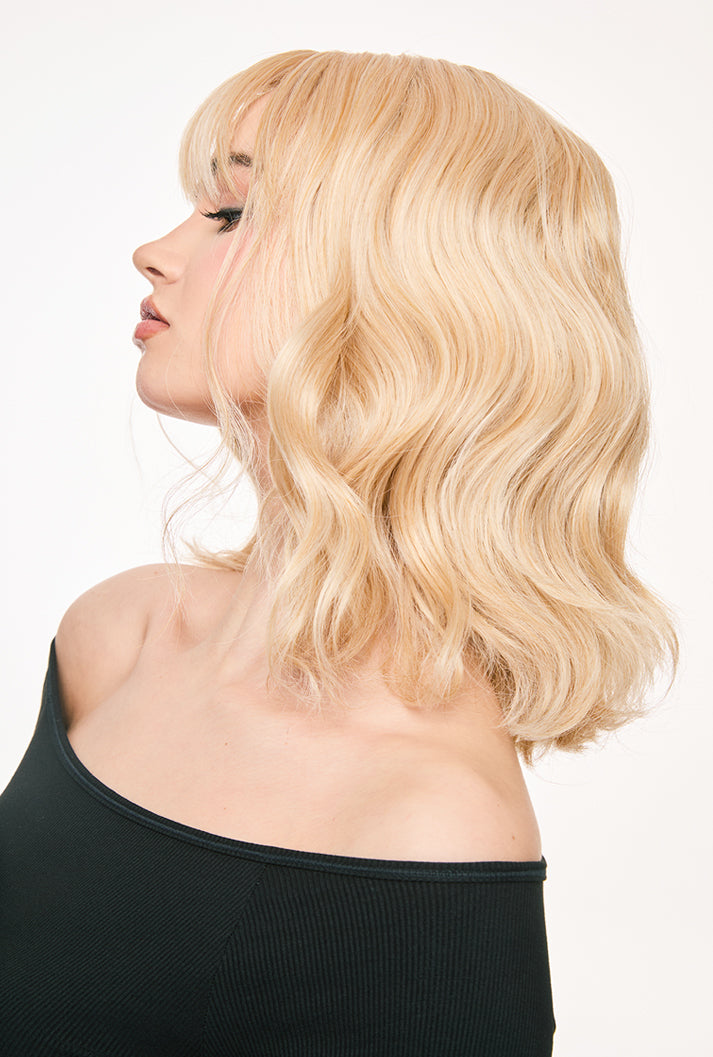 Gleam Blonde Bob Wig by Ailsa's Wigs - Multi-Tonal Golden Curls Side View
