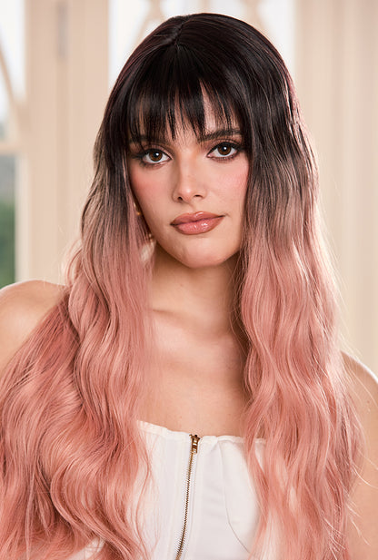 Angie Wig by Ailsa's Wigs - 26" Birthday-Ready Ombre Curls with Festive Pink Tips