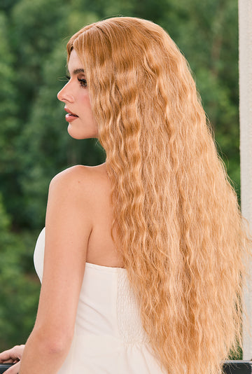 Sunset Brown Highlights - Luna Wig by Ailsa's Wigs Right Back Angle Showing Multi-Dimensional Tones