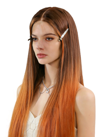 Hannah | 32" Golden Brown Balayage Straight Wig | Synthetic Lace Front | Ailsa's Wigs