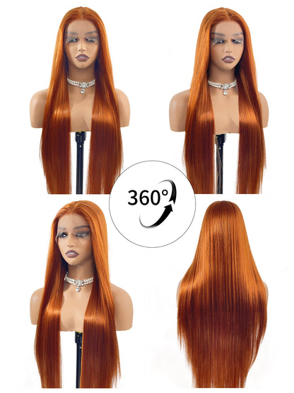 360° glamour rotation: Abigail wig in full motion, showcasing how the 32-inch straight lengths create mesmerizing movement with every turn. The ginger hues shift beautifully under different lighting, while the weight distribution ensures natural drape. A true masterpiece by Ailsa's Wigs.