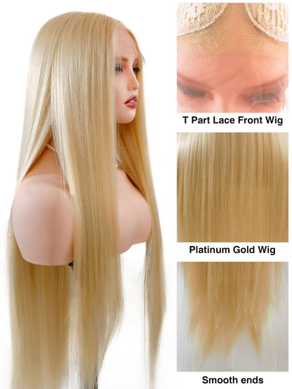 Close-up of Nova's hand-tied lace front: Each platinum strand is secured for realism, with a silky texture that resists tangling.