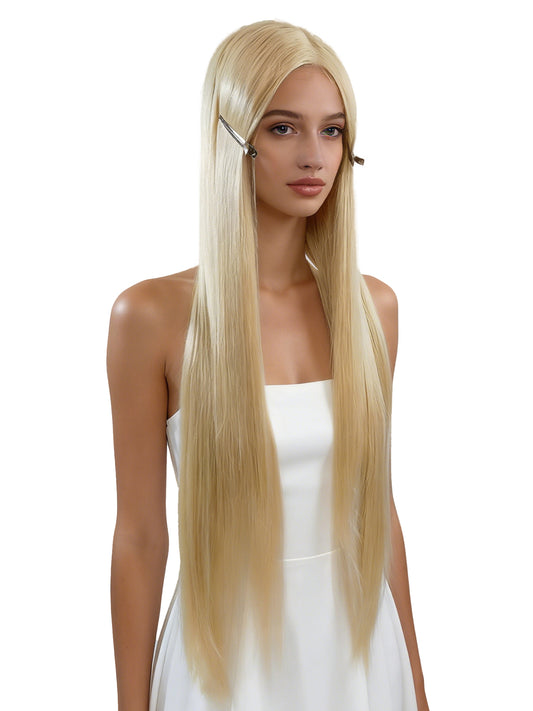 Nova | 32" Platinum Gold Extra-long Straight Wig | Synthetic Lace Front Wig | Ailsa's Wigs
