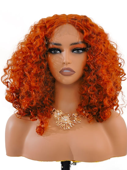 Sunset Glow Effect - Joanna Afro Wig by Ailsa's Wigs Front View Highlighting Color Dimensions