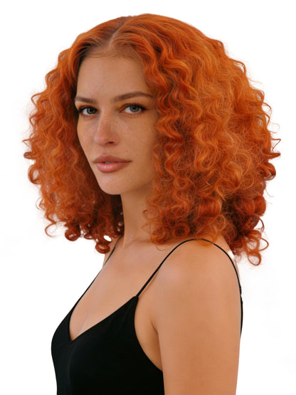 Joanna | 16" Ginger Afro Wig | T-Part Lace Front Synthetic Curly Wig | Ailsa's Wigs