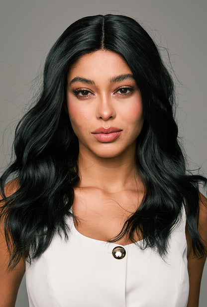 Office-appropriate styling of Maya wig by Ailsa's Wigs with professional yet voluminous curls