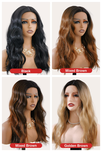Color comparison guide Ailsa's Wigs in four shades:Black/Mixed Brown/Mixed Brown/Golden Brown