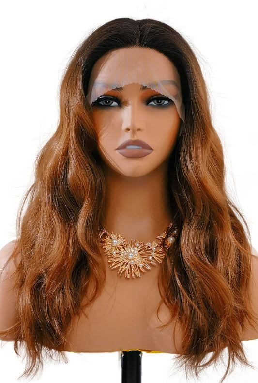 Harper | 18" TT2/30 Mixed Brown Curly Wig | Dark Brown Rooted Synthetic Lace Front Wig | Ailsa's Wigs - alternate view