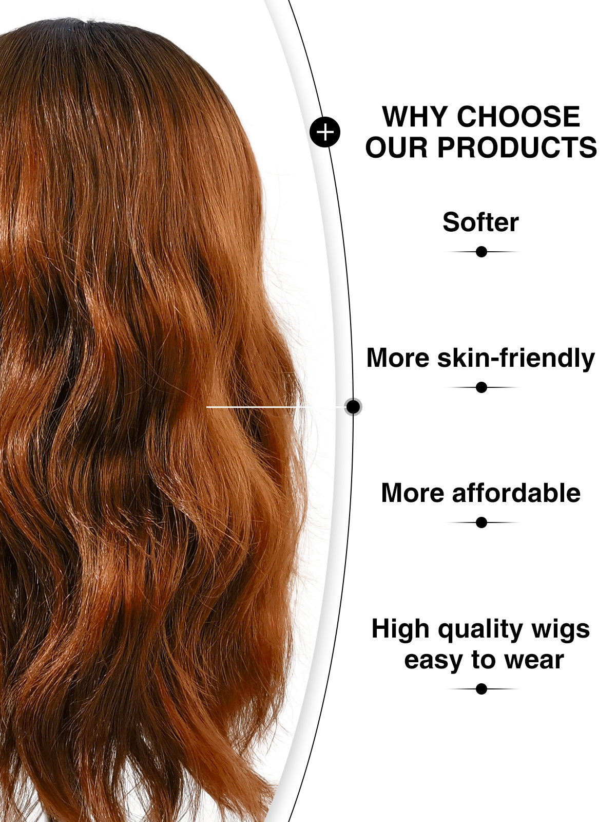 Key benefits of Harper wig by Ailsa's Wigs: heat-set curls/triple-tone/long-lasting style