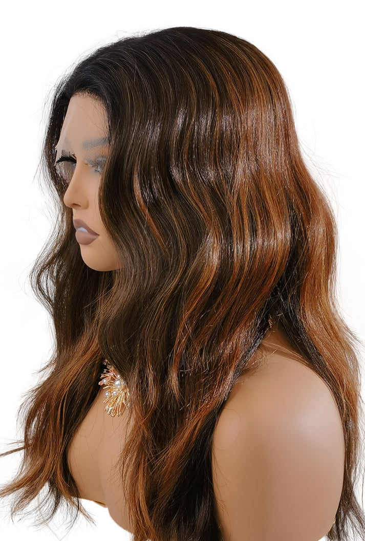 Grace | 18" Balayage Dark Brown-Brown Curly Wig | Synthetic Lace Front Wig | Ailsa's Wigs