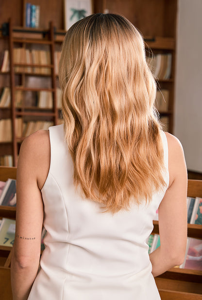 Eliana | 18" Brown to Blonde Ombre Body Wave Wig | Synthetic Lace Front Wig | Ailsa's Wigs