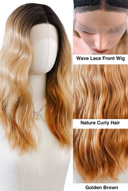 High-temperature synthetic fibers & sheer lace – Soft, heat-friendly strands in ombre brown-blonde.