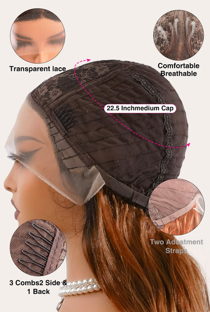 Inside Camila wig by Ailsa's Wigs: Breathable lace with 3 silicone clips and 2 adjustable straps for secure, all-day comfort.