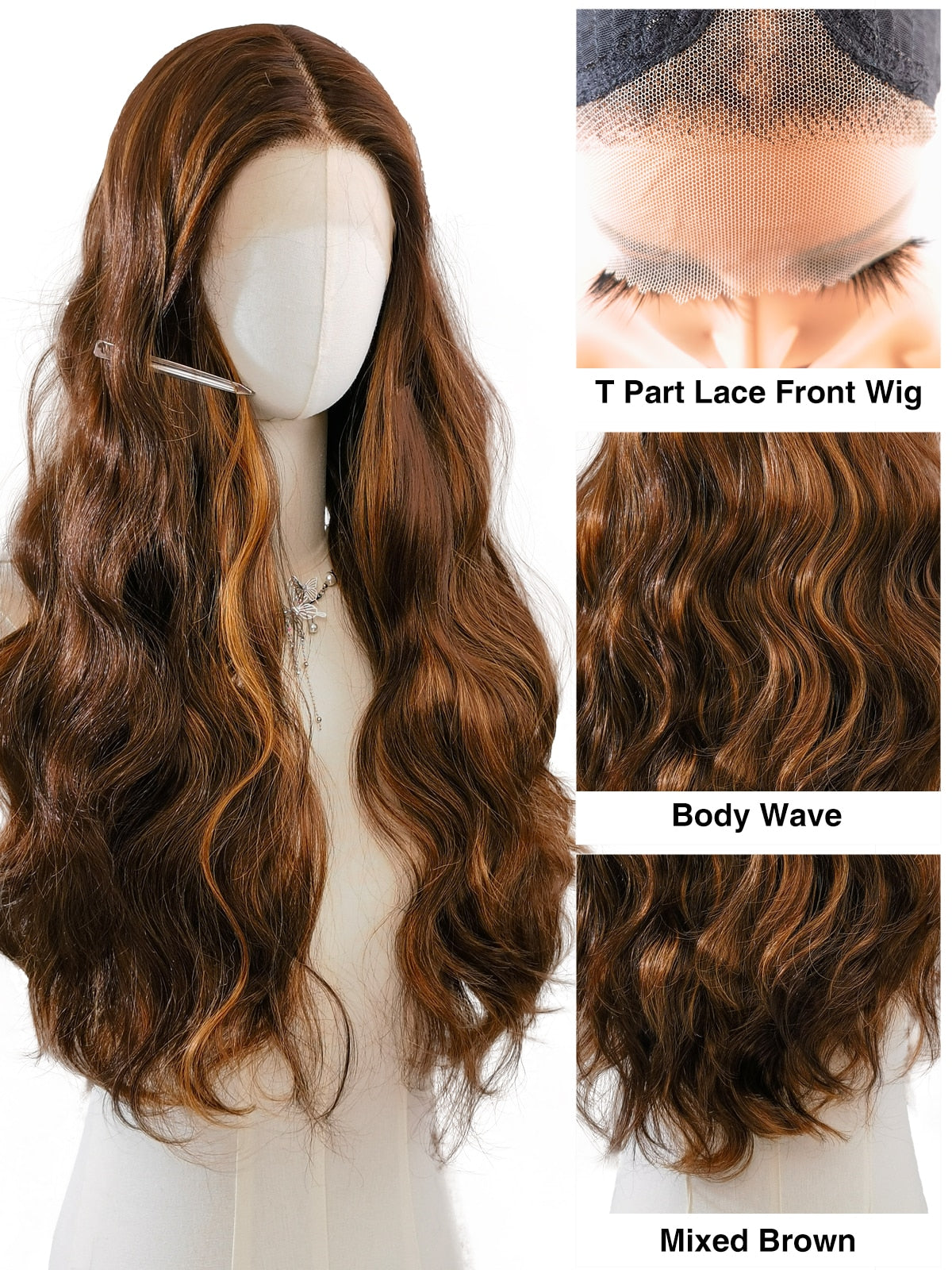 Close-up view of Natalia wig by Ailsa's Wigs reveals the premium synthetic fibers' silky texture and multi-tonal highlights that create depth and movement.