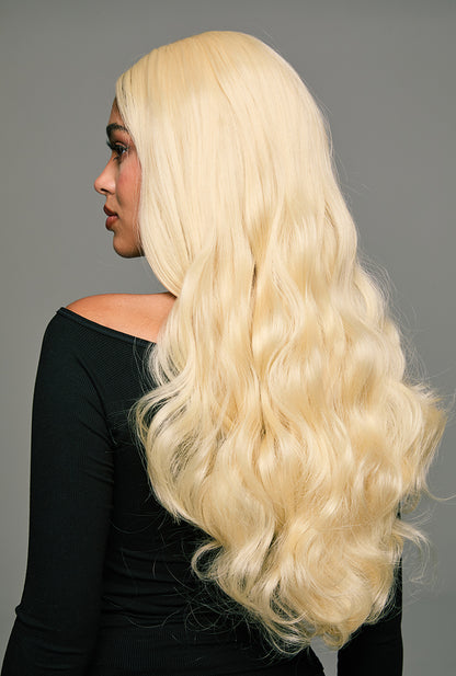 Arya | 26" Long Platinum Blonde Body Wave Wig | Lace Front Synthetic Wig | Ailsa's Wigs