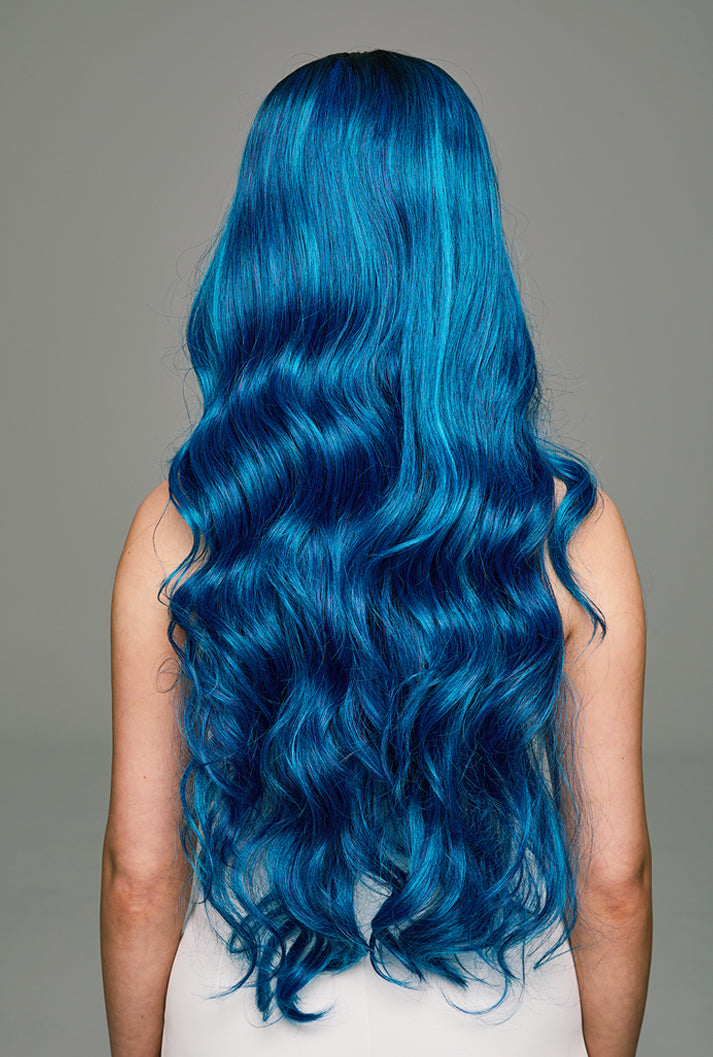Chloe 28-inch blue waves by Ailsa's Wigs dancing down the back with salon-perfect movement and bounce