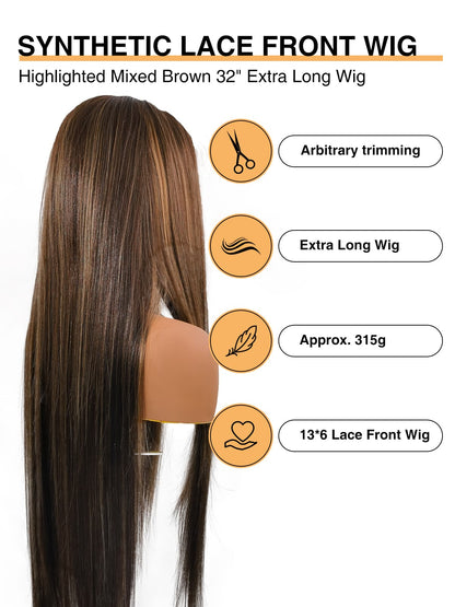 Lillian 32-inch highlighted wig by Ailsa's Wigs cascading in customizable length, showcasing rich multi-tonal color and featherlight comfort - effortless synthetic haircare at its finest