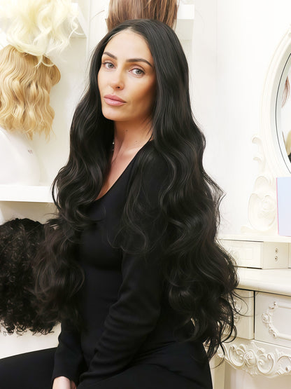 Addison | 28" Long Natural Black Body Wave Lace Front Synthetic Wig | Ailsa's Wigs