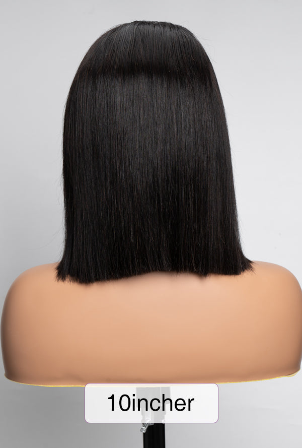 Short Bob Wig 10incher- 13x4 HD Lace Nature Black Human Hair Wig丨Lewis and Ailsa