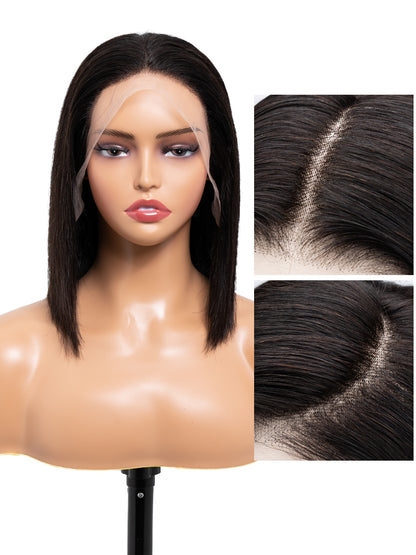 Short Bob Wig - 13x4 HD Lace Nature Black Human Hair Wig丨150 Density Wig丨Lewis and Ailsa