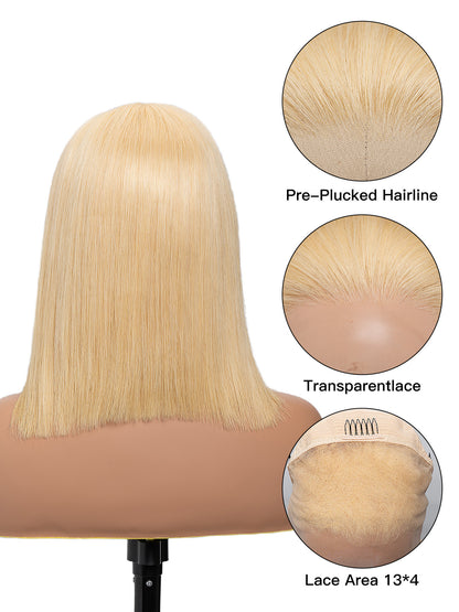 Human Hair 613 Blonde Wig - HD Lace Bob Straight Wig | Low Density Wigs | Lewis and Ailsa