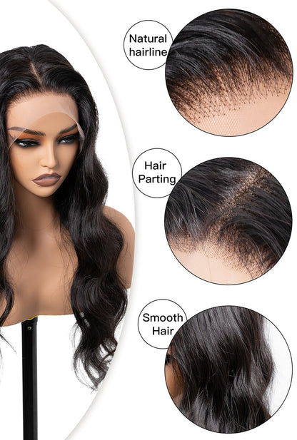 Human Hair Body Wave Black Wig | HD 13*4 Lace Front 180 Density Wig  | Lewis and Ailsa