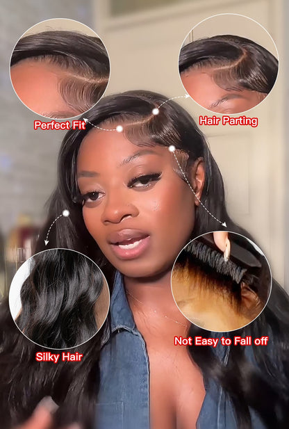 Human Hair Body Wave Black Wig | HD 13*4 Lace Front 180 Density Wig  | Lewis and Ailsa