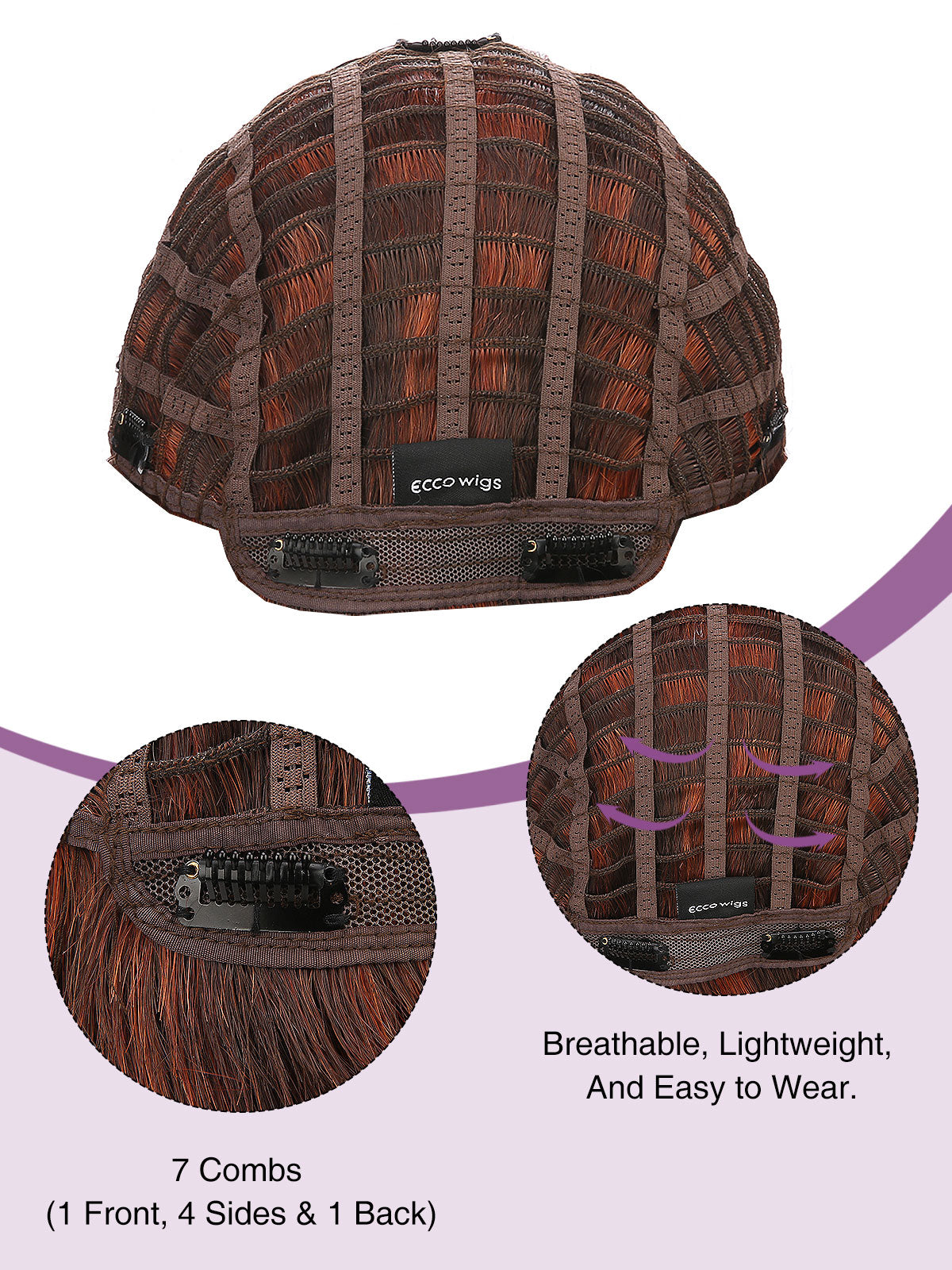 Noelle in Chestnut Flame | 23" Wavy Synthetic Hair Extension | Clip-In Hair Weft by ECCO Hair