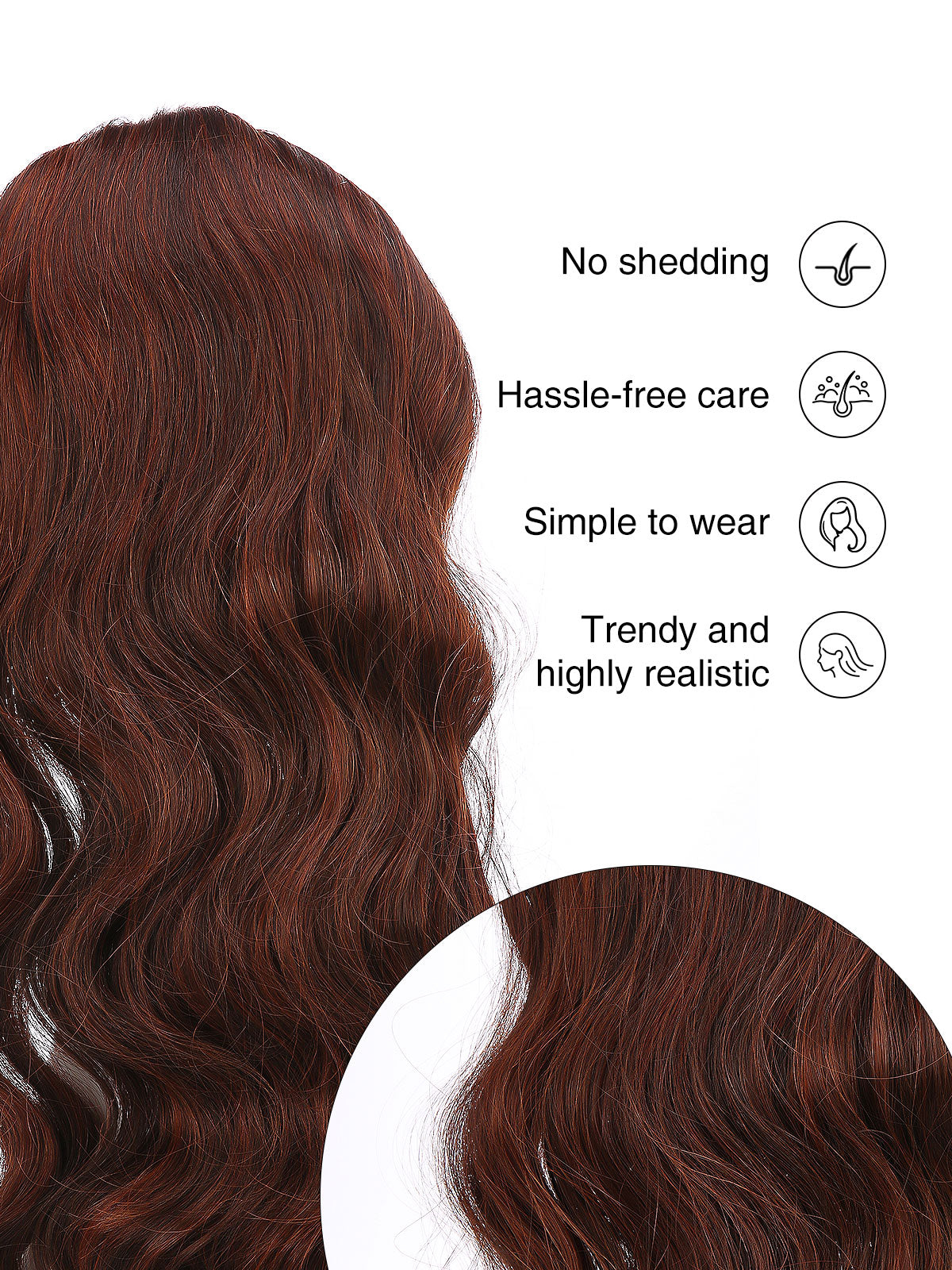 Noelle in Chestnut Flame | 23" Wavy Synthetic Hair Extension | Clip-In Hair Weft by ECCO Hair