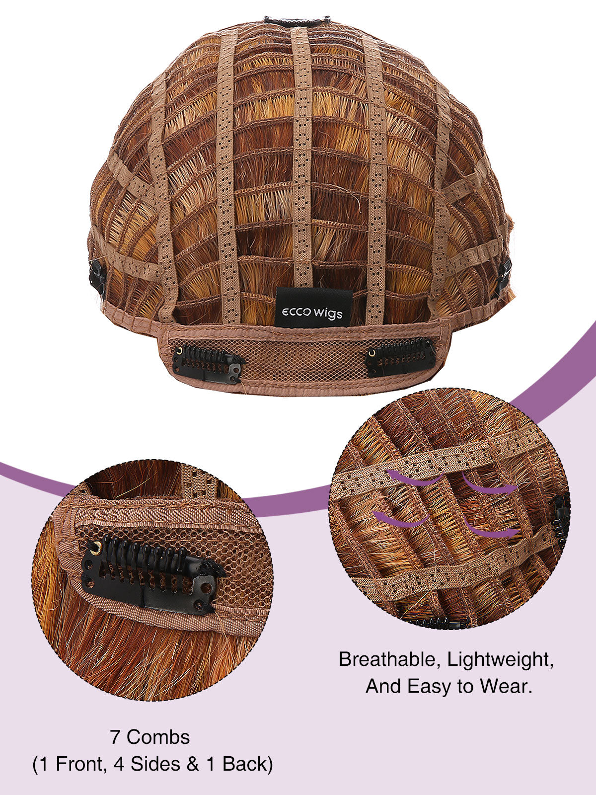 Noelle in Golden Strawberry | 23" Wavy Synthetic Hair Extension | Clip-In Hair Weft by ECCO Hair