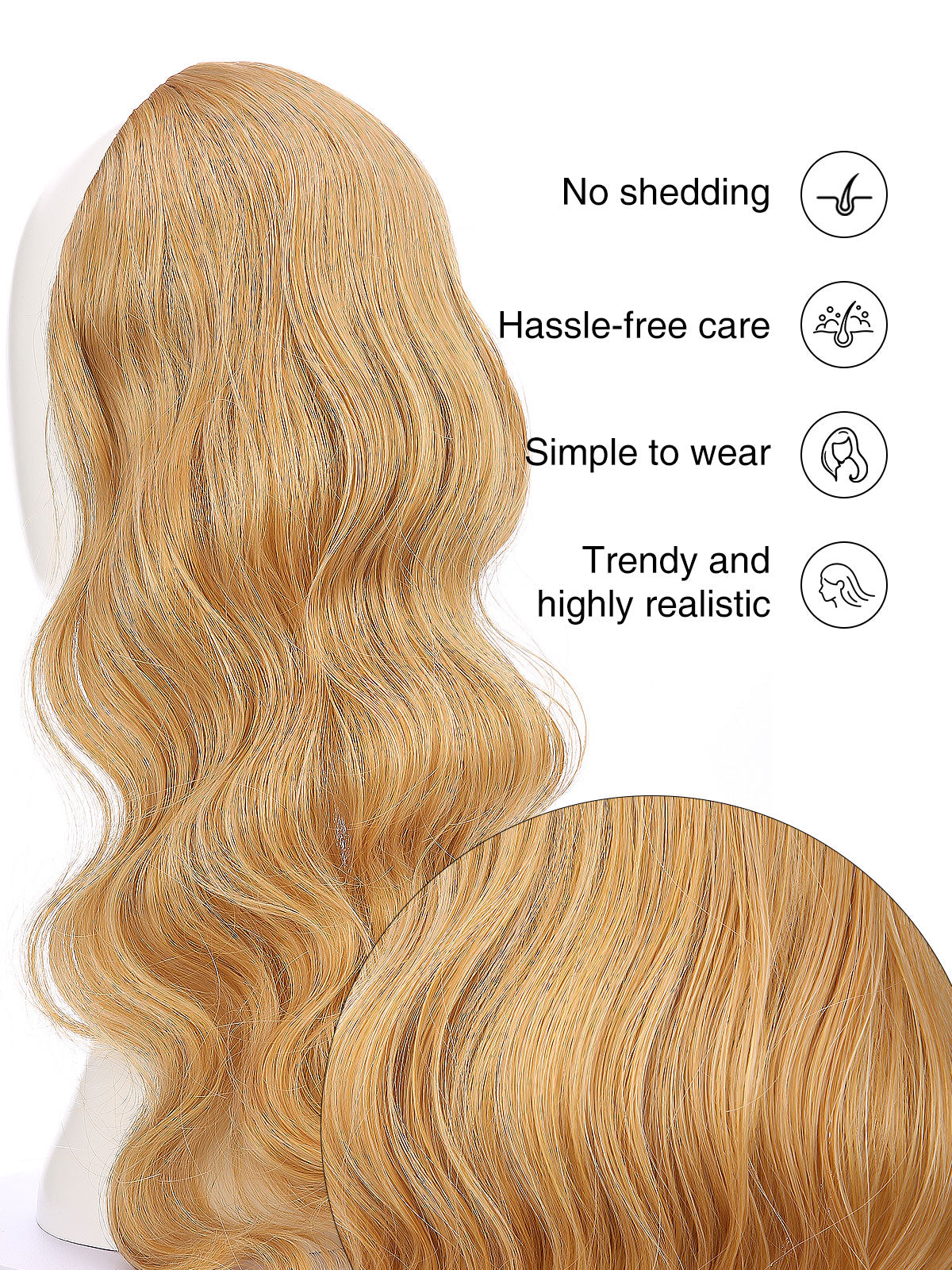 Noelle in Honey Ginger | 23" Wavy Synthetic Hair Extension | Clip-In Hair Weft by ECCO Hair