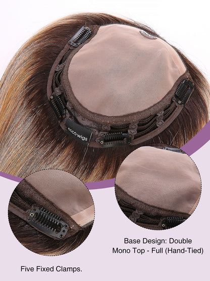 Elva in Toffee Rooted | 10" Remy Human Hair Topper | Mono Base Warm Blonde Hairpiece by ECCO Hair