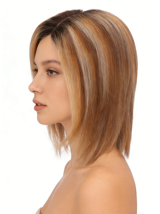 Elva in Toffee Rooted | 10" Remy Human Hair Topper | Mono Base Warm Blonde Hairpiece by ECCO Hair