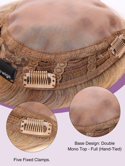 Elva in Honey Beige | 10" Remy Human Hair Topper | Mono Base Blonde Hairpiece by ECCO Hair