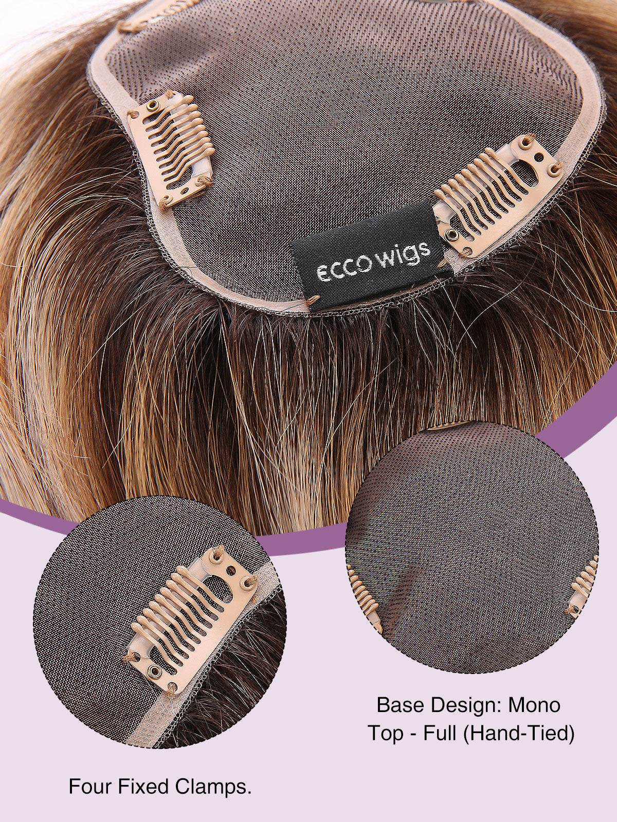 Maia in Toffee Rooted | 12" Remy Human Hair Topper | Mono Straight Hairpiece by ECCO Hair